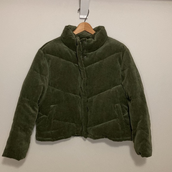 NWT CISONO Olive Green Corduroy Puffer Jacket, Size XL, extra large - Picture 2 of 10